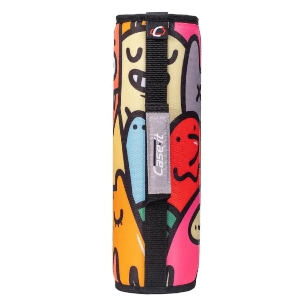 Case-it 3-Ring Zipper Binder Multi-Color Doodle Monster Print Expandable 2 inch